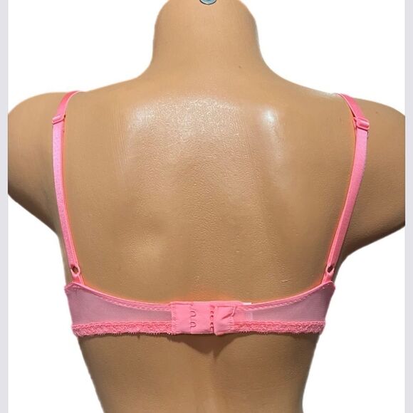 Victoria’s Secret Very sexy unlined demi lace with mesh coral bra 32B - Picture 6 of 7